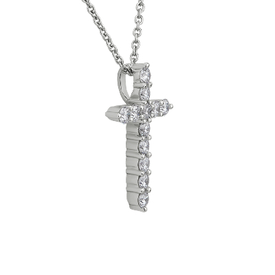 Diamond Cross Pendant Necklace in 14k White Gold (3/8 ct. tw.)