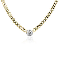Diamond Curb Link Necklace in 14k Yellow Gold (.10 ct. tw.)