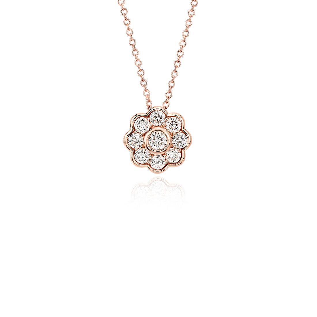 Blue Nile Studio Diamond Floral Pendant in 18k Rose Gold (3/4 ct. tw.)