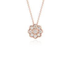 Blue Nile Studio Diamond Floral Pendant in 18k Rose Gold (3/4 ct. tw.)