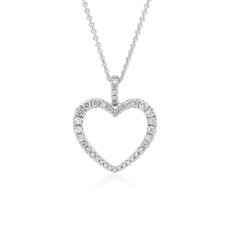 Diamond Open Heart Pendant in 14k White Gold (0.50 ct. tw.)
