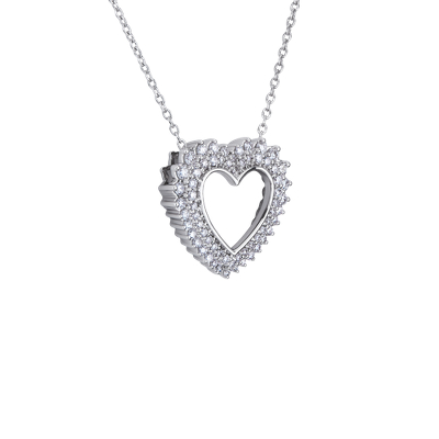 Diamond Heart Burst Necklace in 14k White Gold (0.46 ct. tw.)