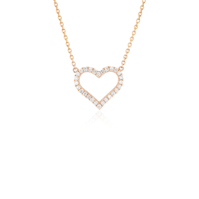 Collar forma de corazón de diamantes en oro rosado 14 k (1/5 qt. total) | Blue Nile