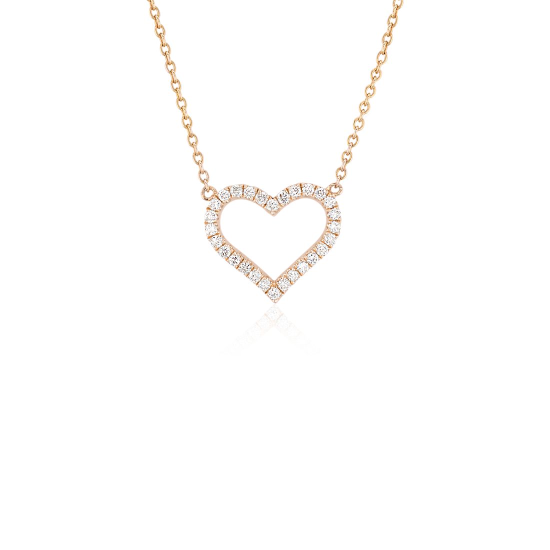 Collar con forma de corazón de diamantes en oro rosado de 14 k (1/5 qt. total)