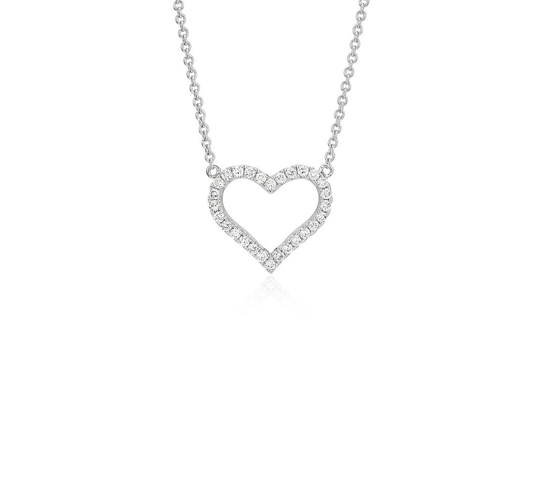 Diamond Heart Necklace in 14k White Gold (1/6 ct. tw.)