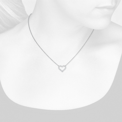 Closeup view of necklace on woman's neck