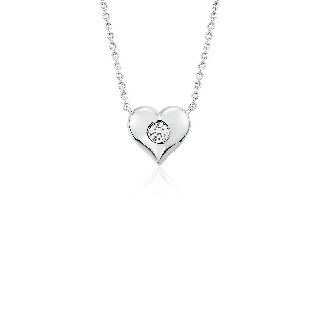 Diamond Bezel Heart Pendant in 14k White Gold (1/6 ct. tw.) | Blue Nile SG