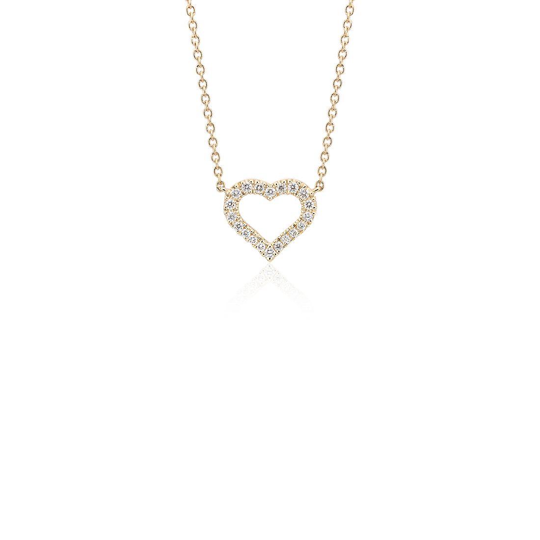Mini Heart Diamond Pendant in 14k Yellow Gold