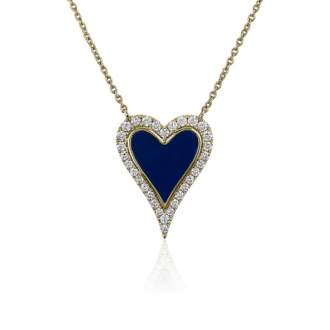 Diamond Heart Pendant with Blue Resin in 14k Yellow Gold (0.24 ct. tw.)