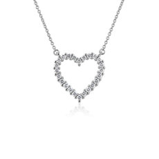Diamond Heart Shaped Necklace in 14k White Gold (1/2 ct. tw.)