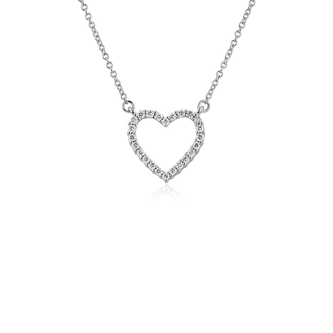 Diamond Heart Shaped Necklace in 14k White Gold (1/6 ct. tw.)