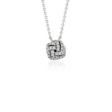Love Knot Diamond Necklace in 14k White Gold 