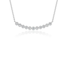 Diamond Milgrain Smile Necklace in 14k White Gold (1/4 ct. tw.)