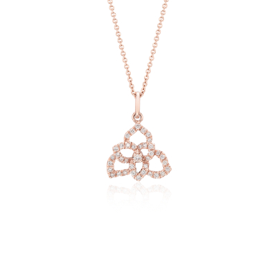 Basura Activar Simular Colgante floral con diamante pequeño en oro rosado de 14 k (1/10 qt. total)  | Blue Nile