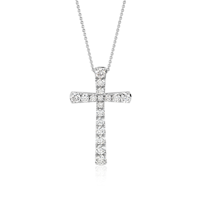 Diamond Cross Pendant in 14k White Gold