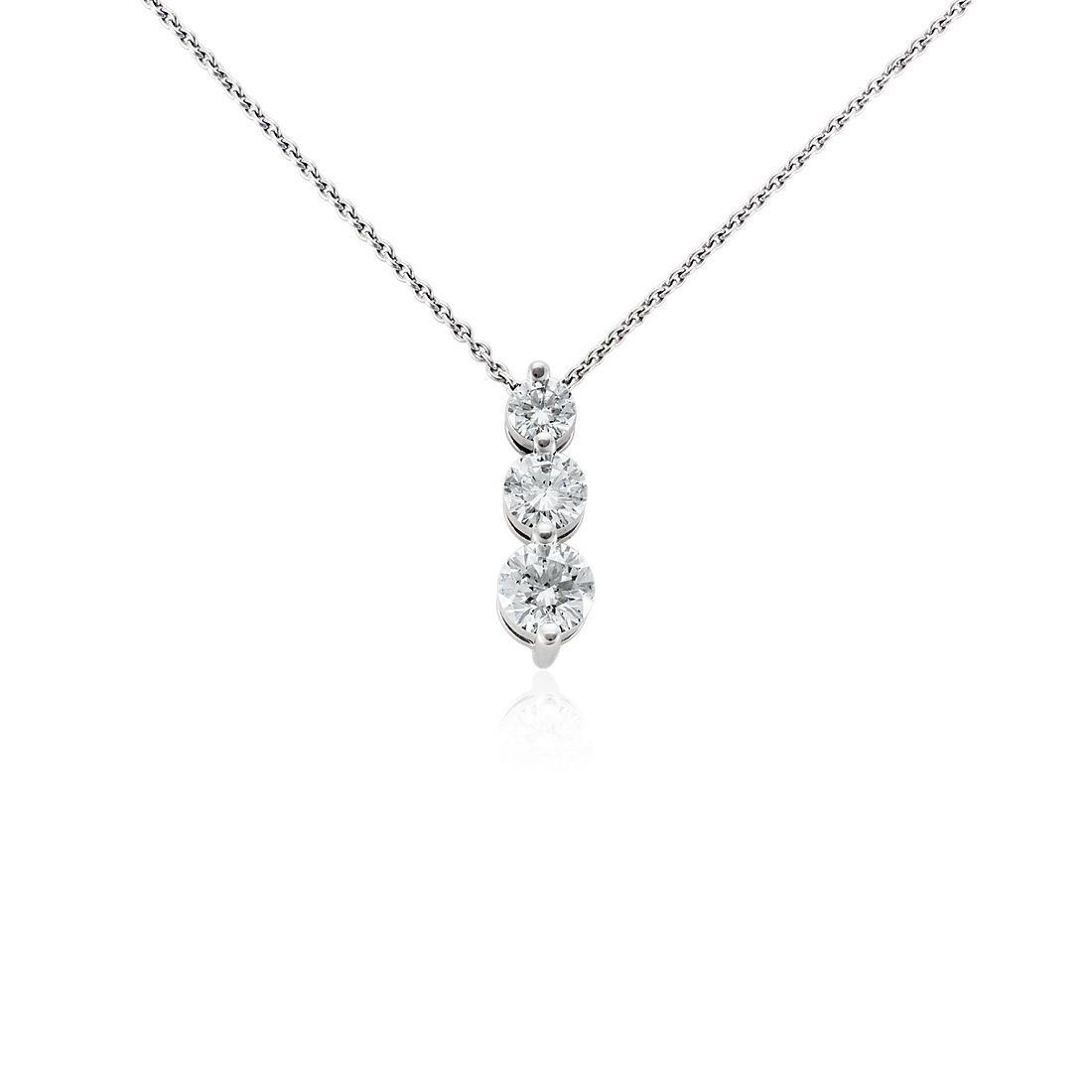 Three-Stone Drop Diamond Pendant in 18k White Gold
