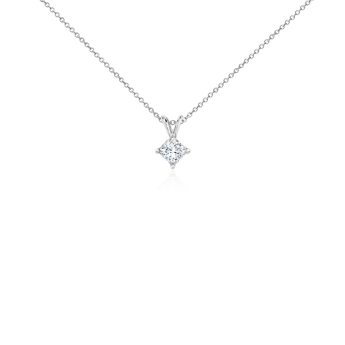 Princess-Cut Diamond Solitaire Pendant in 14k White Gold (3/4 ct. tw.) 