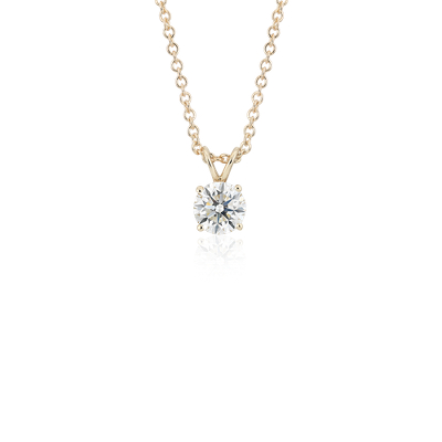 Diamond Solitaire Pendant in 14k Yellow