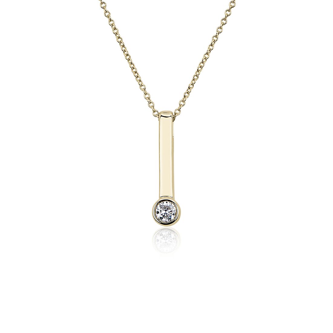 Diamond Solitaire Vertical Bar Pendant in 14k Yellow Gold (1/8 ct. tw.)