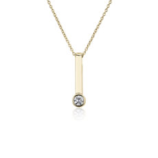 NEW Diamond Solitaire Vertical Bar Pendant in 14k Yellow Gold (1/8 ct. tw.)