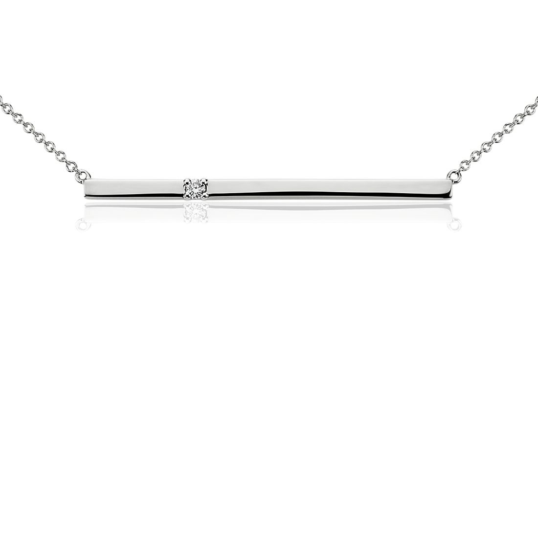 Bar Diamond Necklace in 14k White Gold