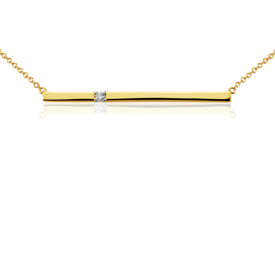 Bar Diamond Necklace in 14k Yellow Gold
