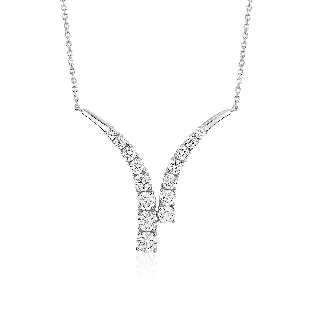 Diamond "V" Necklace in 14k White Gold (1 ct. tw.)