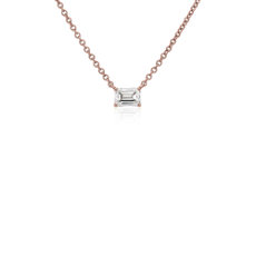 East-west Emerald Cut Pendant in 14k Rose Gold (.46 ct. tw.)