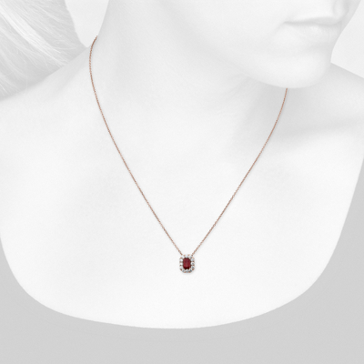 Closeup view of necklace on woman's neck
