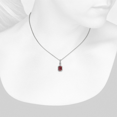 Closeup view of necklace on woman's neck