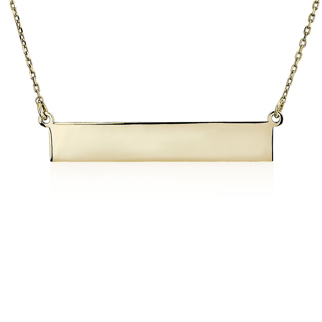 18" Engravable Bar Necklace in 14k Yellow Gold (1 mm)
