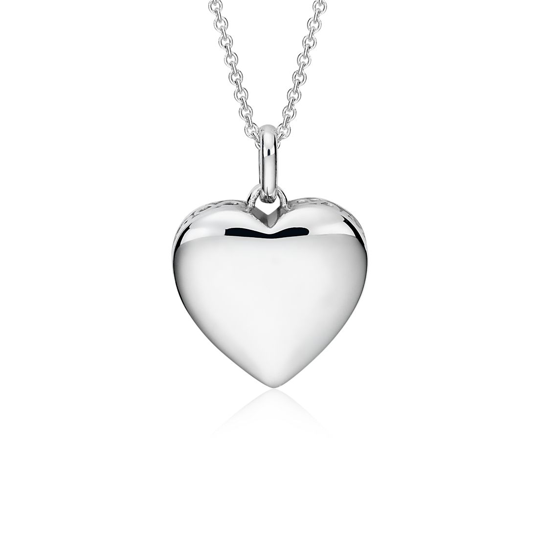 Beautiful Sterling Silver Engraveable Heart on Box Chain Necklace 