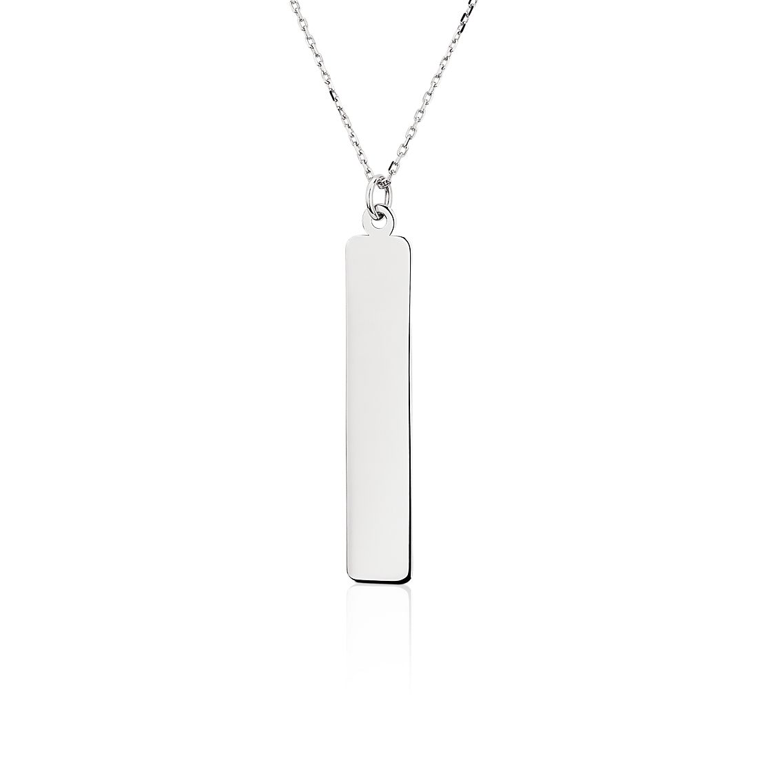 18" Engravable Vertical Bar Necklace in 14k White Gold (1.15 mm)