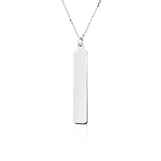 18&quot; Engravable Vertical Bar Necklace in 14k White Gold (1.15 mm)