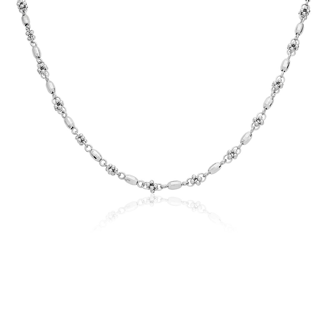 Faceted Cluster Necklace in 14k Italian White Gold