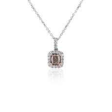 NEW Fancy Dark Pinkish Brown Cushion-Cut Diamond Halo Pendant in 18k Rose and White Gold (0.74 ct. tw.)
