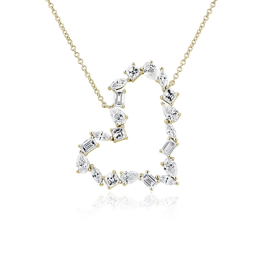 Fancy Shape Diamond Heart Necklace in 14k Yellow Gold (1 5/8 ct. tw.)