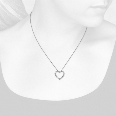 Closeup view of necklace on woman's neck