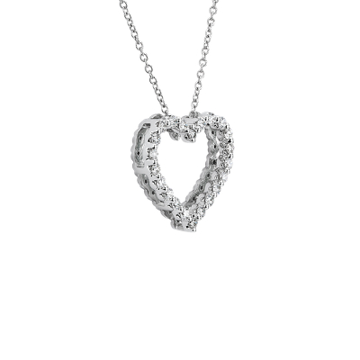 Floating Diamond Heart Pendant in 14k White Gold (0.48 ct. tw.)
