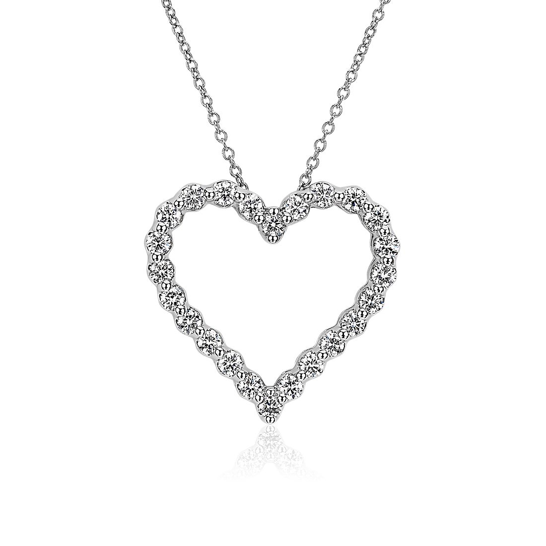 Floating Diamond Heart Pendant in 14k White Gold (1.03 ct. tw.)