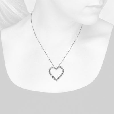 Closeup view of necklace on woman's neck