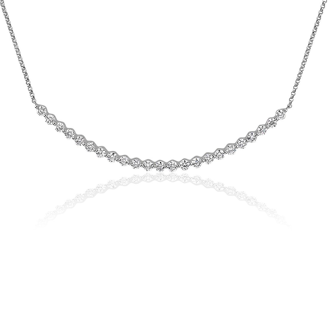 Floating Diamond Smile Necklace in 14k White Gold (1 ct. tw.)