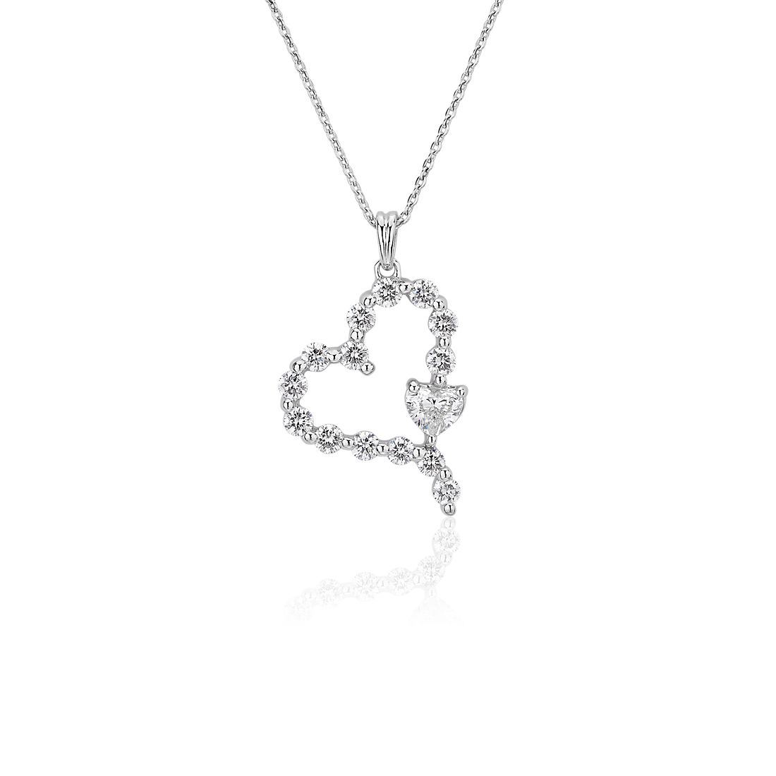Floating Double Heart Pendant in 14k White Gold (0.57 ct. tw.)