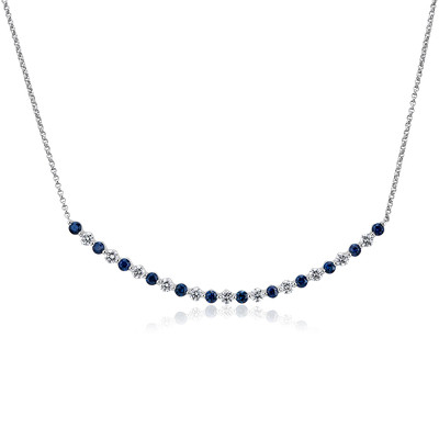 Floating Sapphire and Diamond Smile Necklace in 14k White Gold | Blue Nile