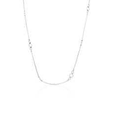 32&quot; Forever Link Moon Cut Station Necklace in 14k White Gold