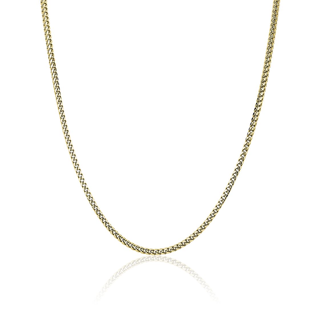 20" Men's Franco Chain Necklace in Solid 14k Yellow Gold (2.4 mm)