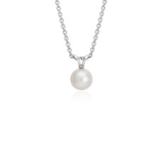 Colgante de perlas cultivadas de agua dulce con plata de ley (7,0-7,5 mm)