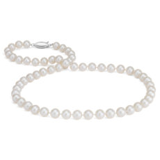 Collar de tres vueltas de perlas cultivadas de agua dulce en oro blanco de 14 k (7,5-8,0 mm)