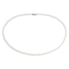 Collar de tres vueltas de perlas cultivadas de agua dulce en oro blanco de 14 k (3,5-4 mm)