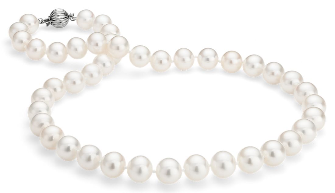 Freshwater Cultured Pearl Strand Necklace in 14k White Gold (9.5-10.5mm)